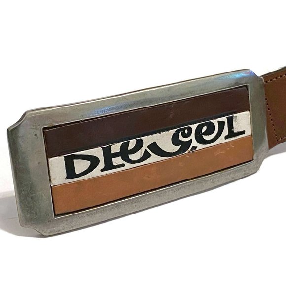 Diesel Wide Logo Large Leather Belt & Buckle - Picture 3 of 6